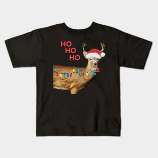 Funny Deer With Christmas Hat T-shirt Kids T-Shirt